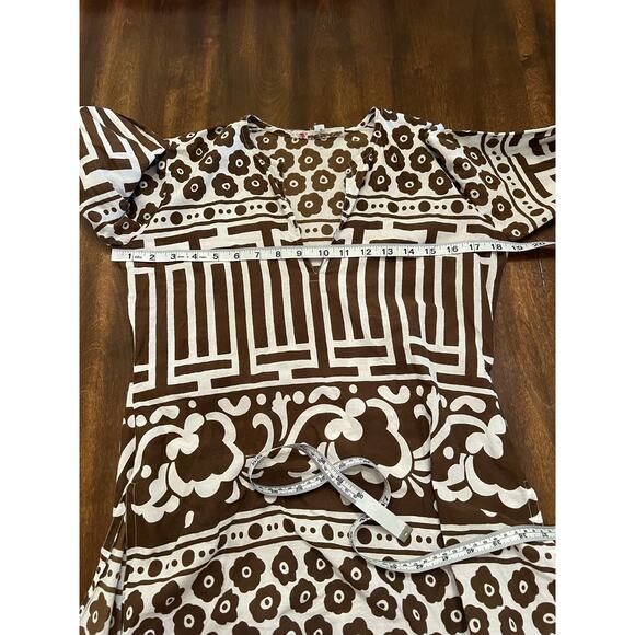 Virginia Witbeck Women’s Brown White Floral Boho Cotton Tunic Blouse Size Small - Picture 7 of 10